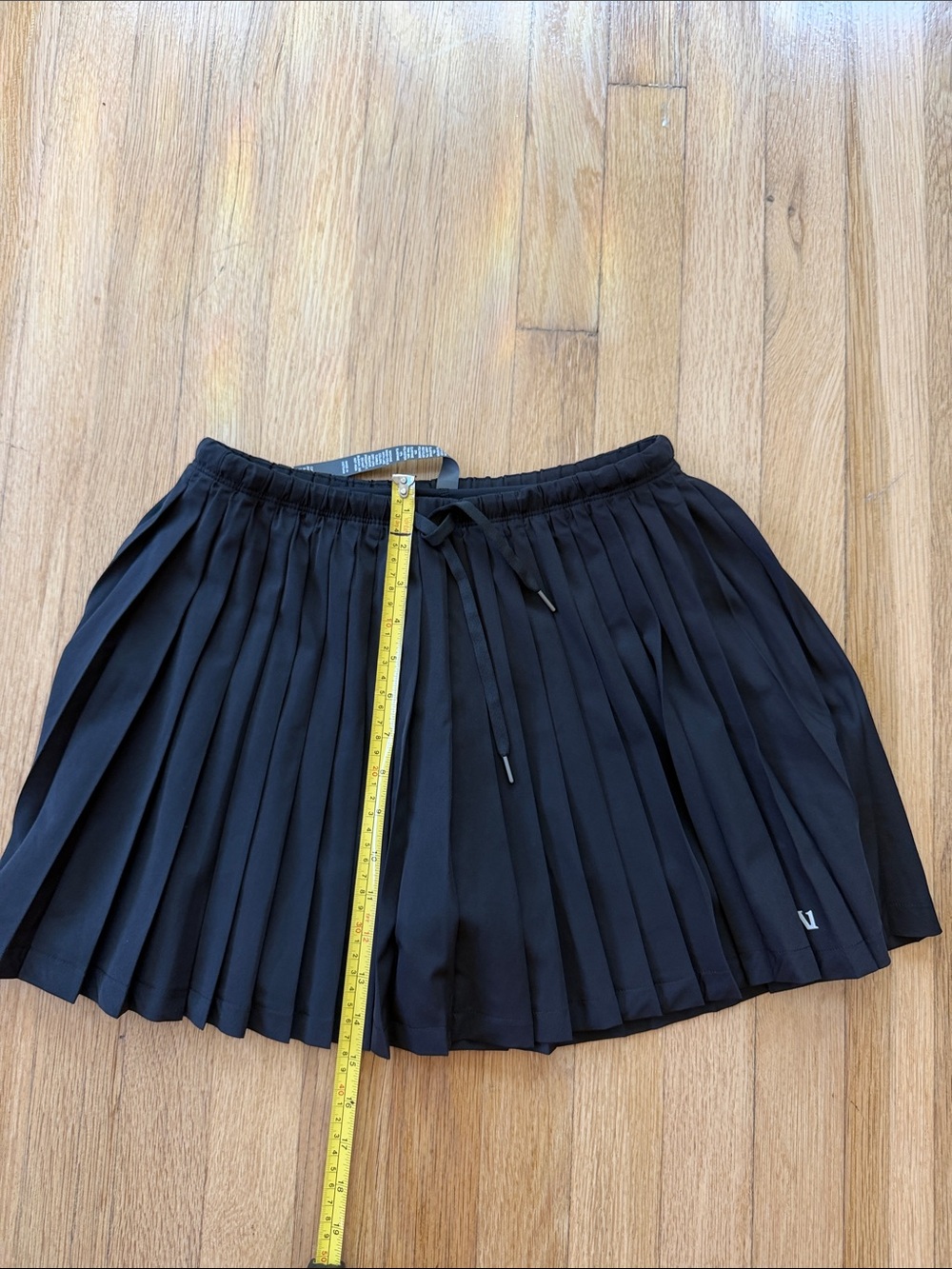 Vuori Black Pleated Skater Skirt with Drawstring Waist